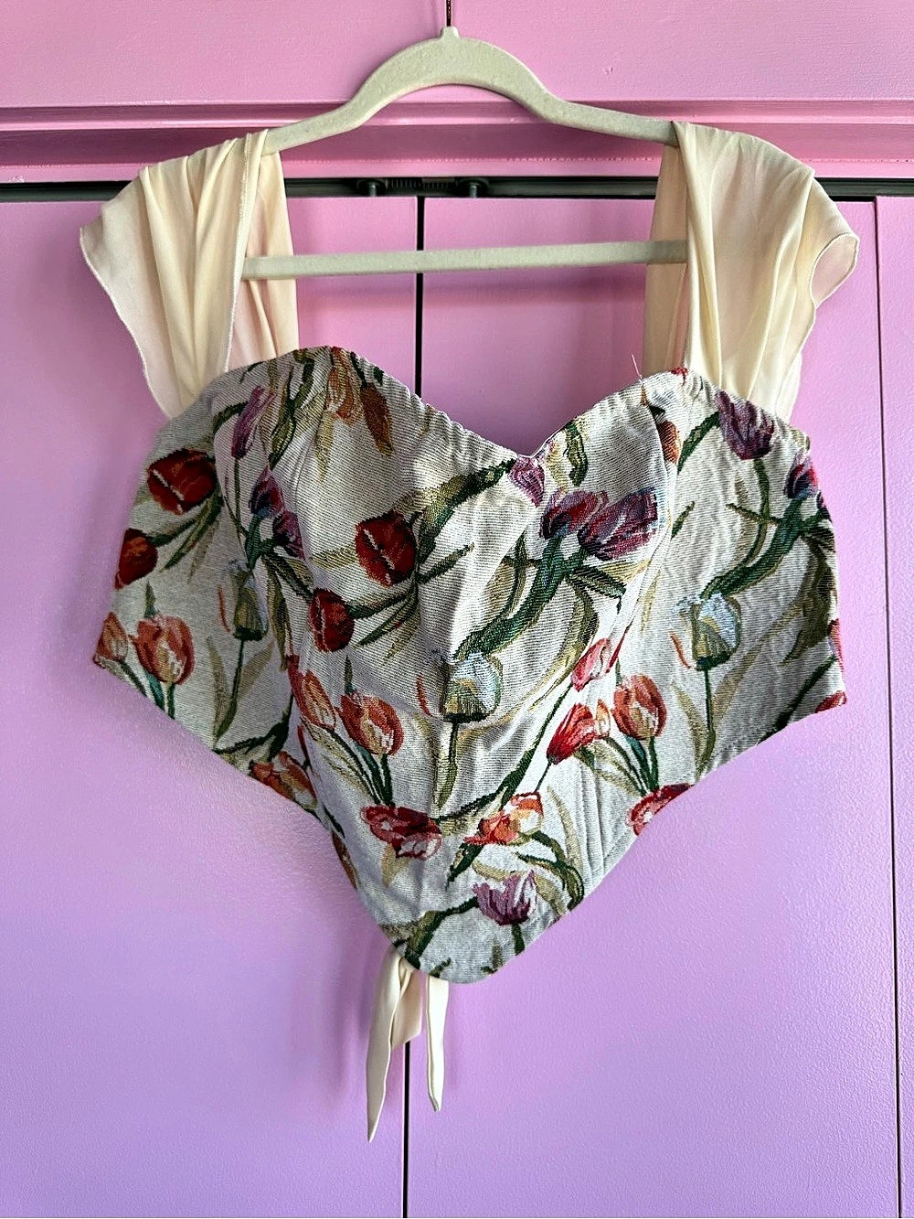 SHEIN Curve Tapestry Floral Tulip Corset Top Bustier Sz 2XL
